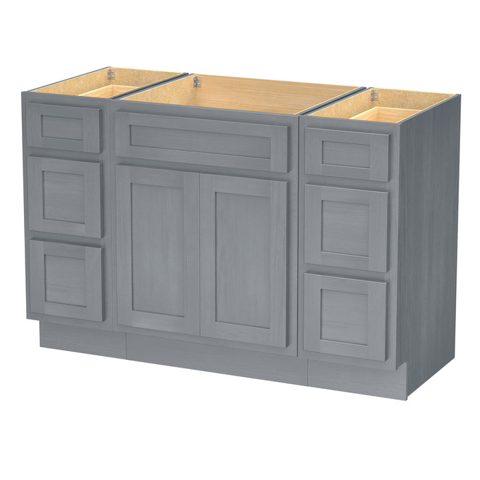48" Plywood Bathroom Vanity Cabinet without Top - 6 Drawers & 2 Doors - HomeBeyond