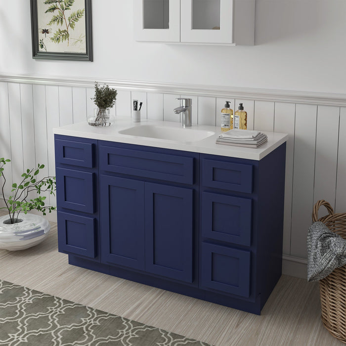 48" Plywood Bathroom Vanity Cabinet without Top - 6 Drawers & 2 Doors - HomeBeyond
