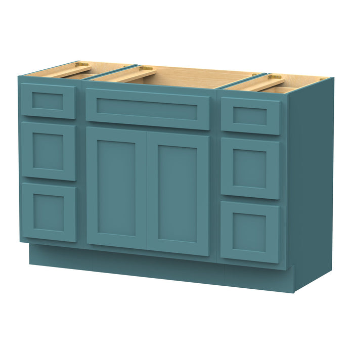 48" Plywood Bathroom Vanity Cabinet without Top - 6 Drawers & 2 Doors - HomeBeyond