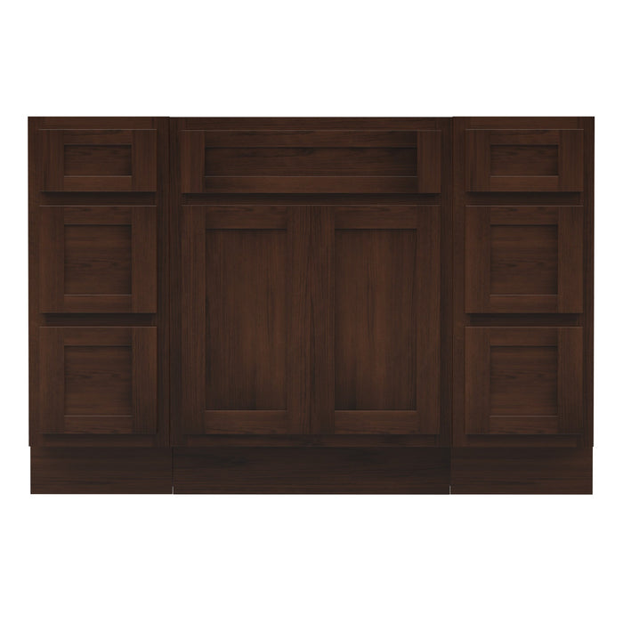 48" Plywood Bathroom Vanity Cabinet without Top - 6 Drawers & 2 Doors - HomeBeyond