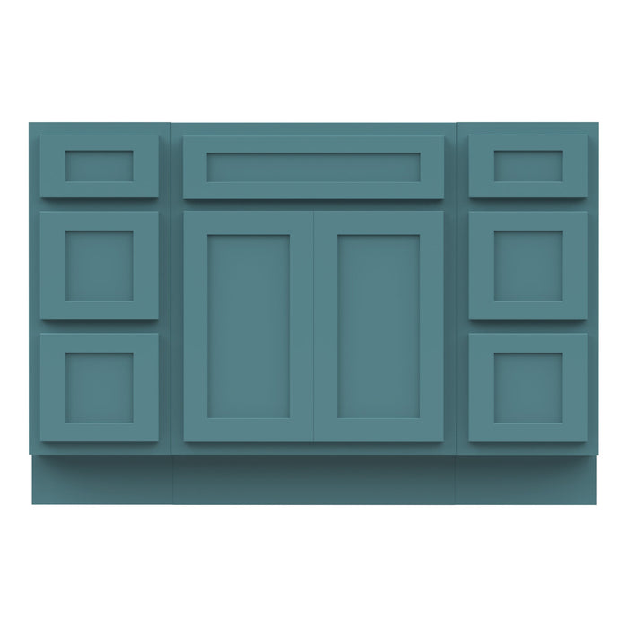 48" Plywood Bathroom Vanity Cabinet without Top - 6 Drawers & 2 Doors - HomeBeyond