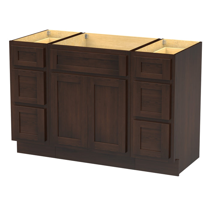 48" Plywood Bathroom Vanity Cabinet without Top - 6 Drawers & 2 Doors - HomeBeyond