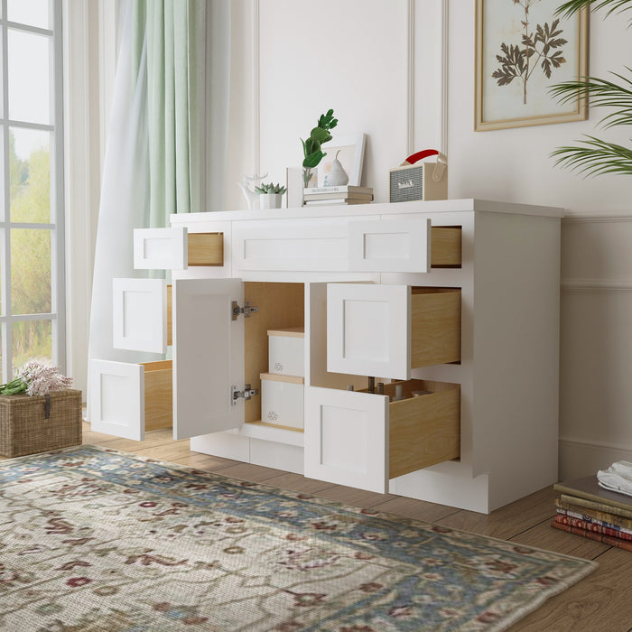48" Plywood Bathroom Vanity Cabinet without Top - 6 Drawers & 2 Doors - HomeBeyond