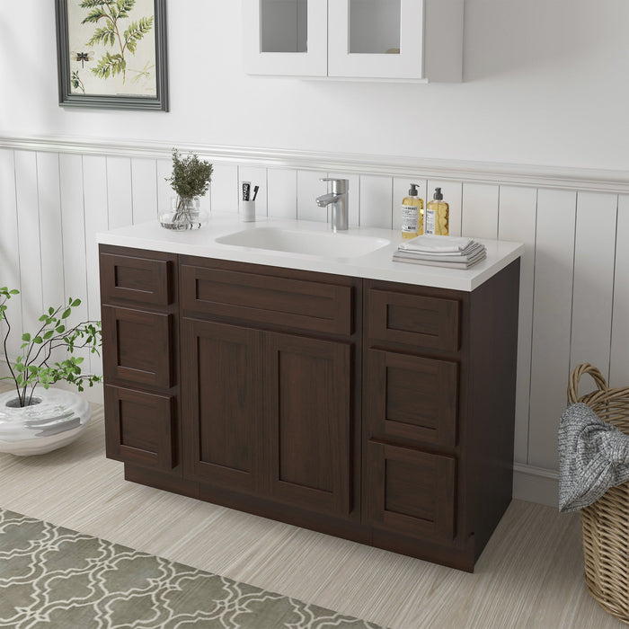 48" Plywood Bathroom Vanity Cabinet without Top - 6 Drawers & 2 Doors - HomeBeyond