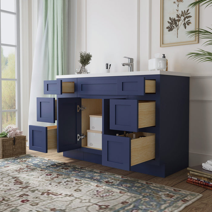 48" Plywood Bathroom Vanity Cabinet without Top - 6 Drawers & 2 Doors - HomeBeyond