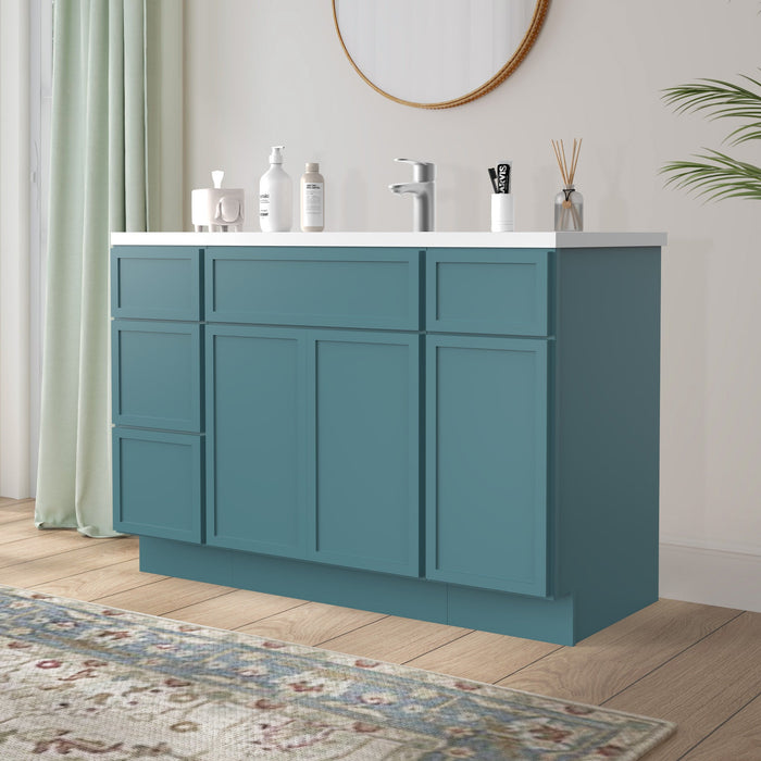 48" Polywood Bathroom Vanity Cabinet without Top - 4 Drawers & 3 Doors - HomeBeyond