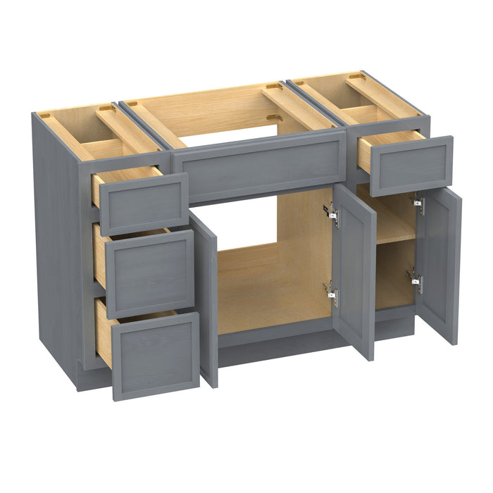 48" Polywood Bathroom Vanity Cabinet without Top - 4 Drawers & 3 Doors - HomeBeyond