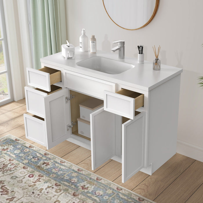 48" Polywood Bathroom Vanity Cabinet without Top - 4 Drawers & 3 Doors - HomeBeyond