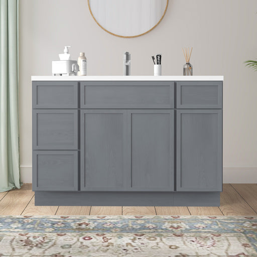48" Polywood Bathroom Vanity Cabinet without Top - 4 Drawers & 3 Doors - HomeBeyond