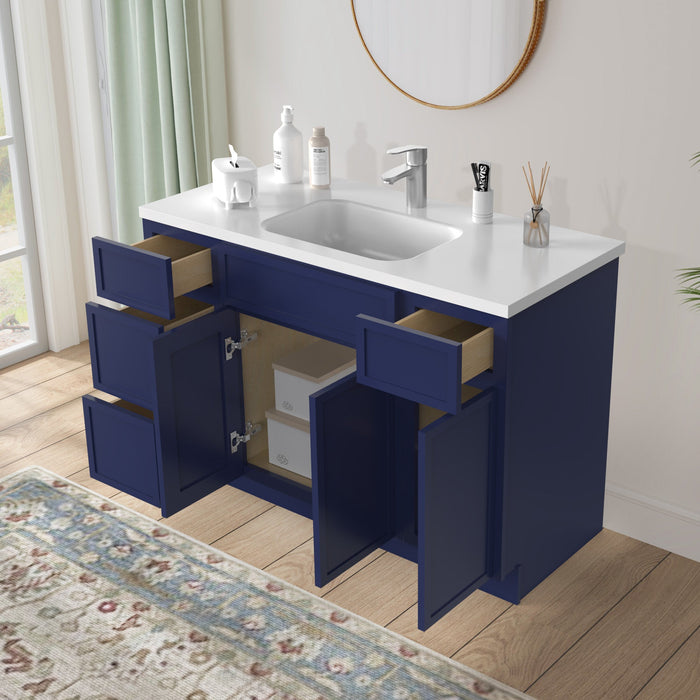48" Polywood Bathroom Vanity Cabinet without Top - 4 Drawers & 3 Doors - HomeBeyond