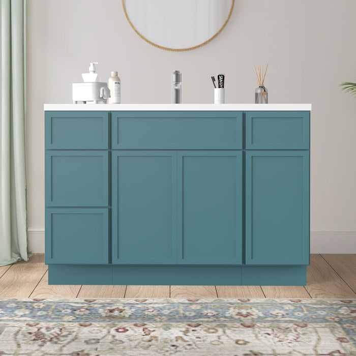 48" Polywood Bathroom Vanity Cabinet without Top - 4 Drawers & 3 Doors - HomeBeyond