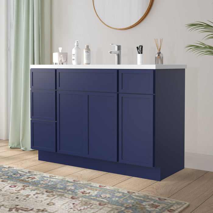 48" Polywood Bathroom Vanity Cabinet without Top - 4 Drawers & 3 Doors - HomeBeyond