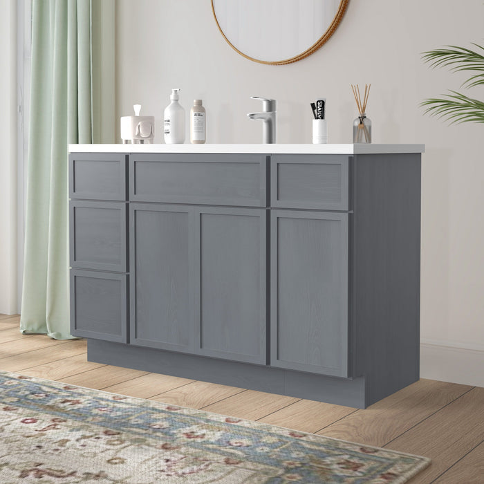 48" Polywood Bathroom Vanity Cabinet without Top - 4 Drawers & 3 Doors - HomeBeyond
