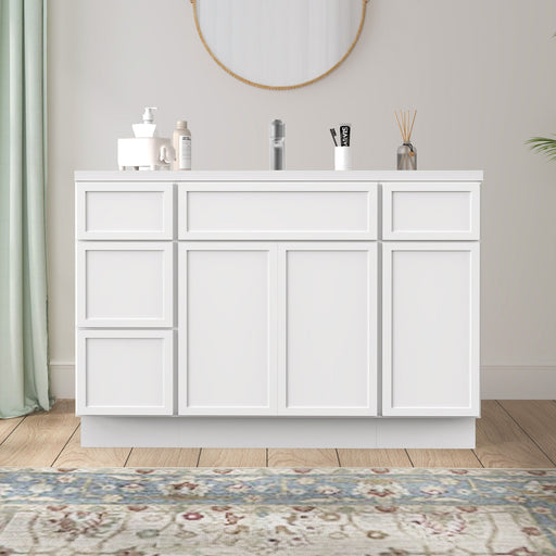 48" Polywood Bathroom Vanity Cabinet without Top - 4 Drawers & 3 Doors - HomeBeyond