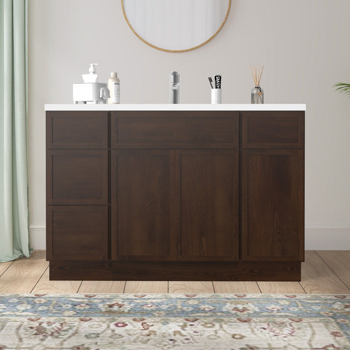 48" Polywood Bathroom Vanity Cabinet without Top - 4 Drawers & 3 Doors - HomeBeyond