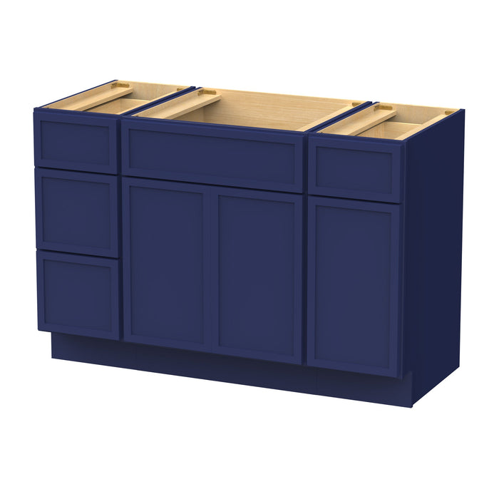 48" Polywood Bathroom Vanity Cabinet without Top - 4 Drawers & 3 Doors - HomeBeyond