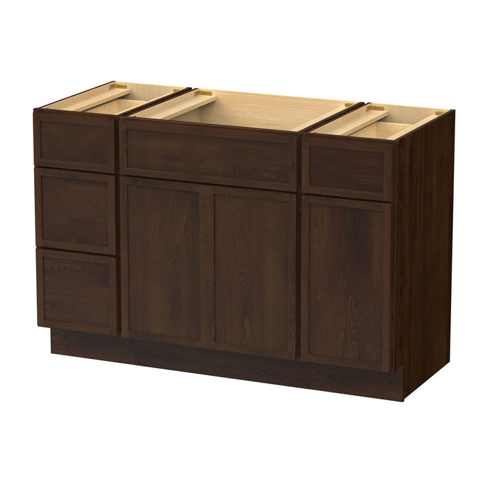 48" Polywood Bathroom Vanity Cabinet without Top - 4 Drawers & 3 Doors - HomeBeyond
