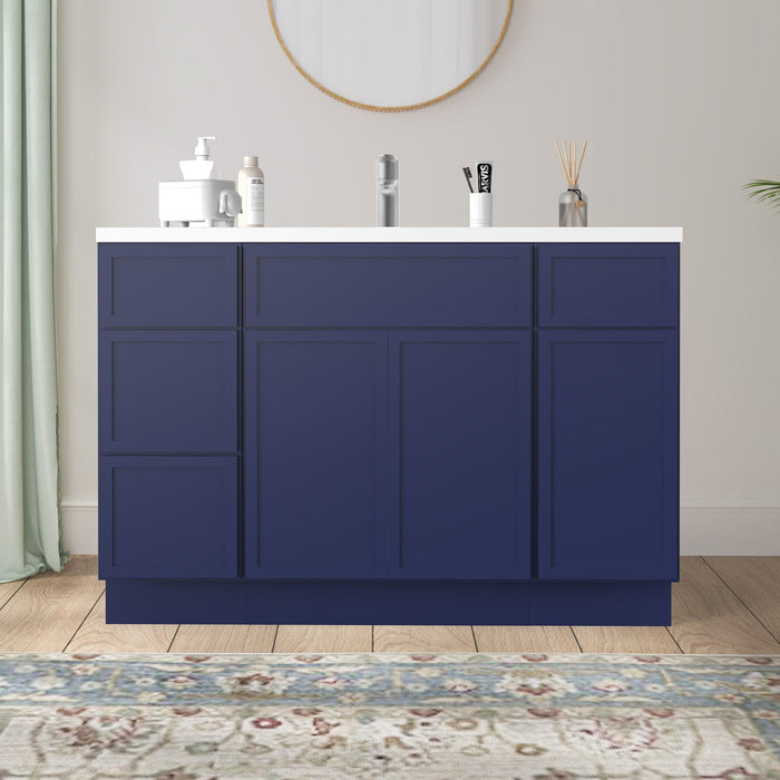 48" Polywood Bathroom Vanity Cabinet without Top - 4 Drawers & 3 Doors - HomeBeyond