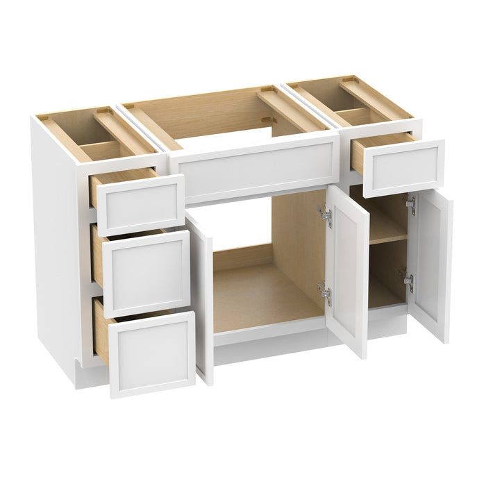 48" Polywood Bathroom Vanity Cabinet without Top - 4 Drawers & 3 Doors - HomeBeyond