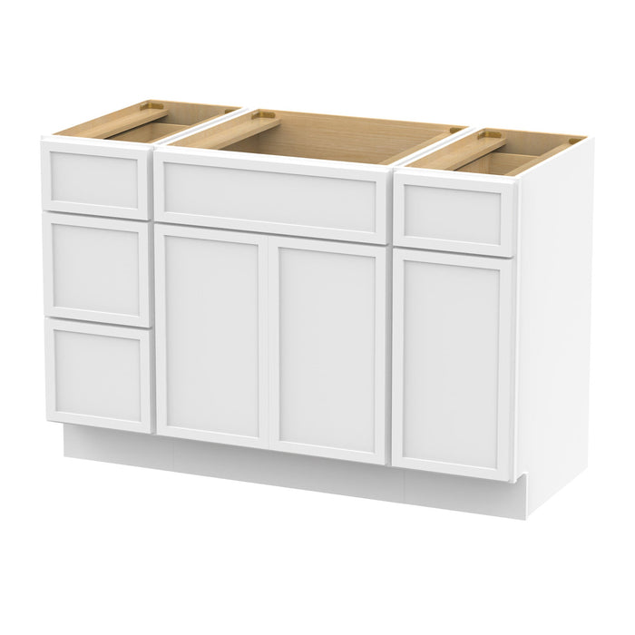 48" Polywood Bathroom Vanity Cabinet without Top - 4 Drawers & 3 Doors - HomeBeyond