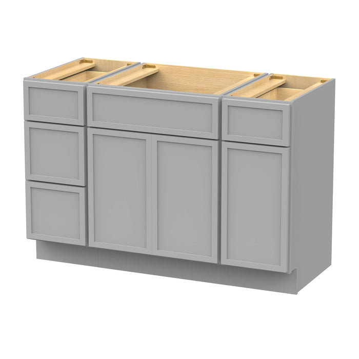 48" Polywood Bathroom Vanity Cabinet without Top - 4 Drawers & 3 Doors - HomeBeyond