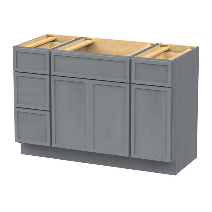 48" Polywood Bathroom Vanity Cabinet without Top - 4 Drawers & 3 Doors - HomeBeyond