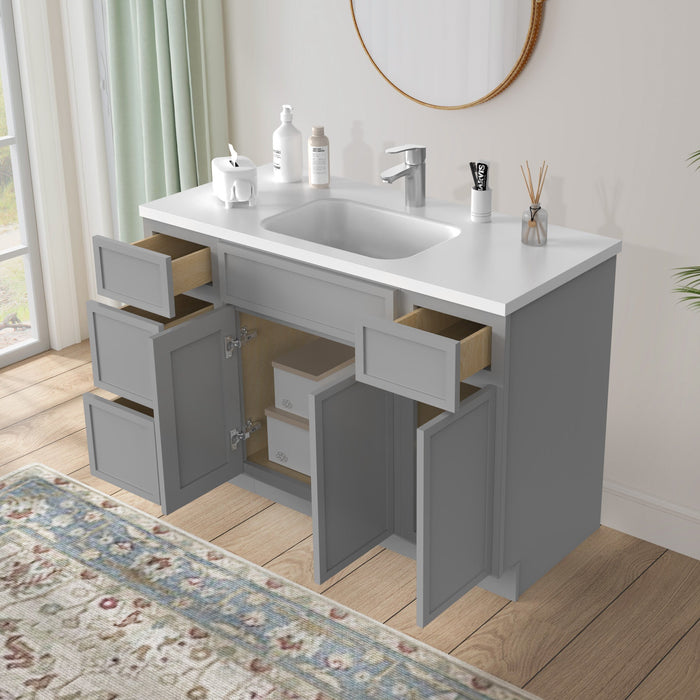 48" Polywood Bathroom Vanity Cabinet without Top - 4 Drawers & 3 Doors - HomeBeyond