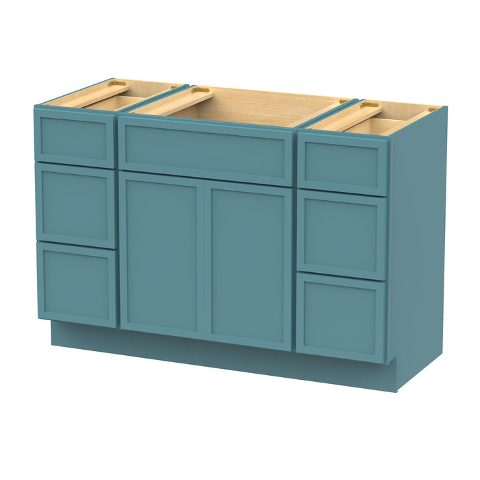 48" Polywood Bathroom Vanity Cabinet without Top - 6 Drawers & 3 Doors - HomeBeyond