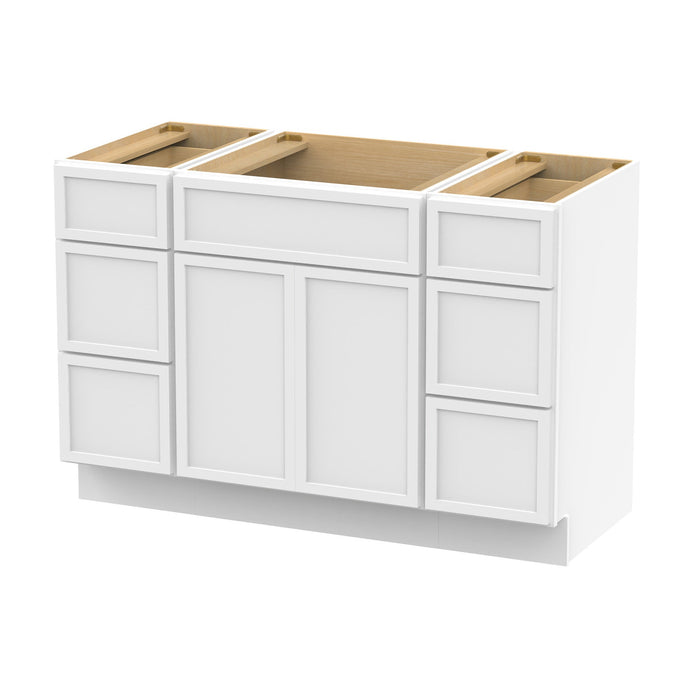 48" Polywood Bathroom Vanity Cabinet without Top - 6 Drawers & 3 Doors - HomeBeyond