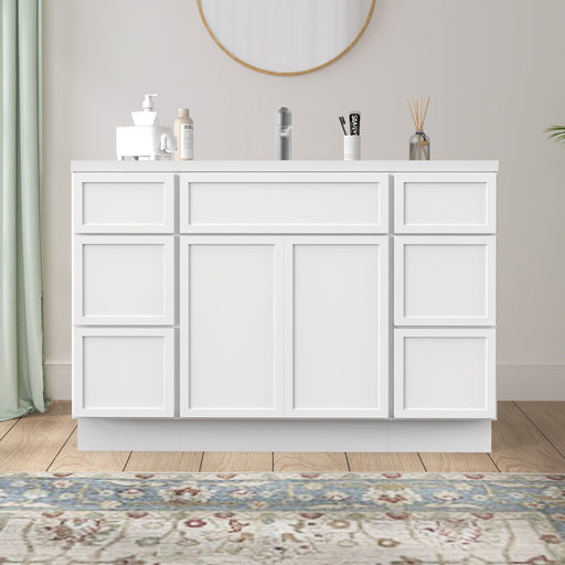 48" Polywood Bathroom Vanity Cabinet without Top - 6 Drawers & 3 Doors - HomeBeyond