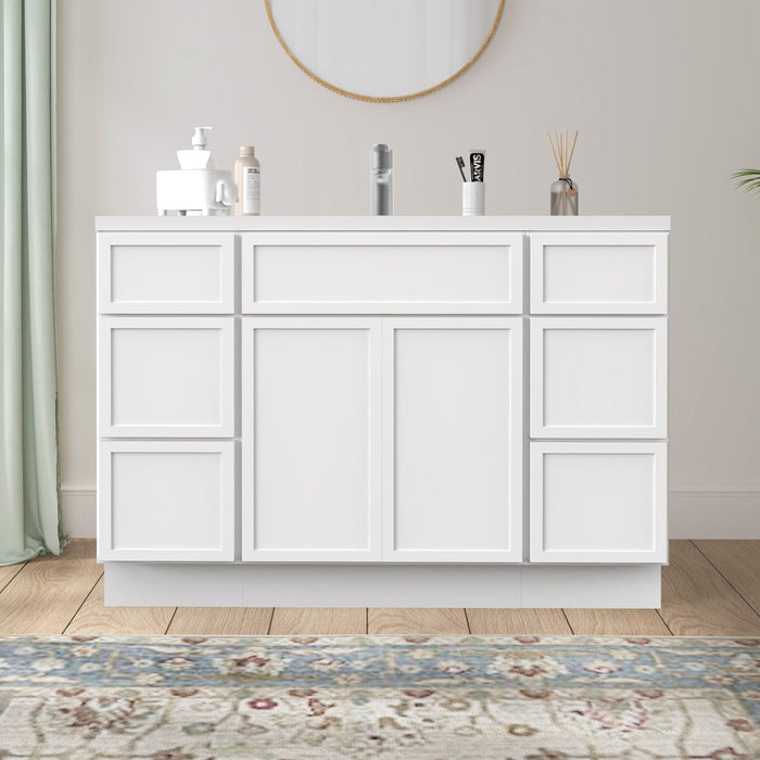 48" Polywood Bathroom Vanity Cabinet without Top - 6 Drawers & 3 Doors - HomeBeyond