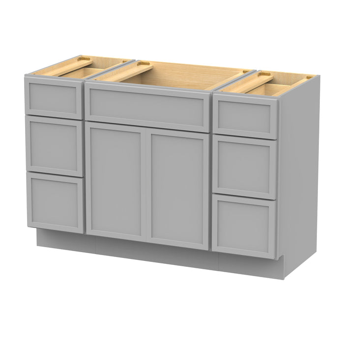 48" Polywood Bathroom Vanity Cabinet without Top - 6 Drawers & 3 Doors - HomeBeyond