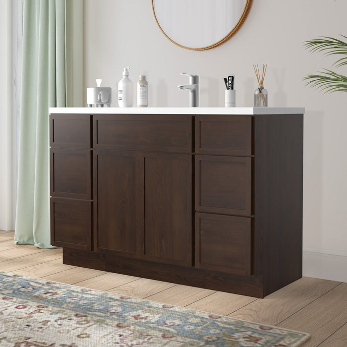 48" Polywood Bathroom Vanity Cabinet without Top - 6 Drawers & 3 Doors - HomeBeyond