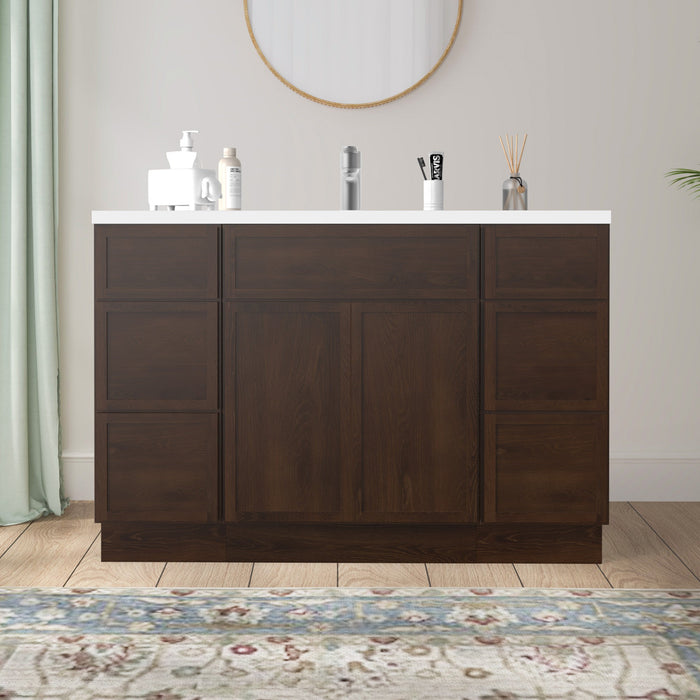 48" Polywood Bathroom Vanity Cabinet without Top - 6 Drawers & 3 Doors - HomeBeyond