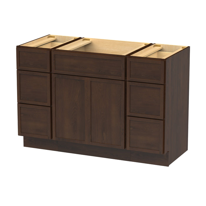 48" Polywood Bathroom Vanity Cabinet without Top - 6 Drawers & 3 Doors - HomeBeyond