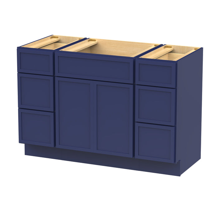 48" Polywood Bathroom Vanity Cabinet without Top - 6 Drawers & 3 Doors - HomeBeyond