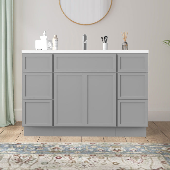 48" Polywood Bathroom Vanity Cabinet without Top - 6 Drawers & 3 Doors - HomeBeyond