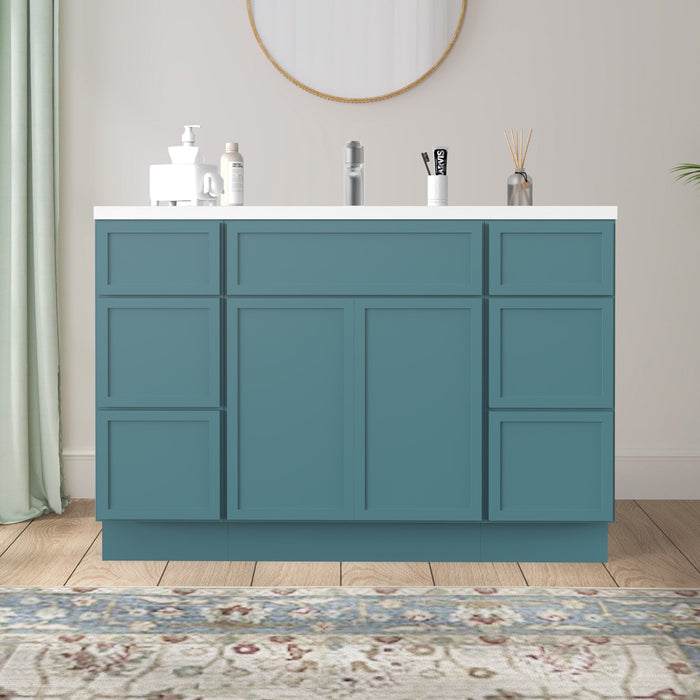 48" Polywood Bathroom Vanity Cabinet without Top - 6 Drawers & 3 Doors - HomeBeyond