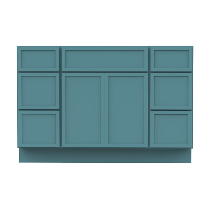 48" Polywood Bathroom Vanity Cabinet without Top - 6 Drawers & 3 Doors - HomeBeyond