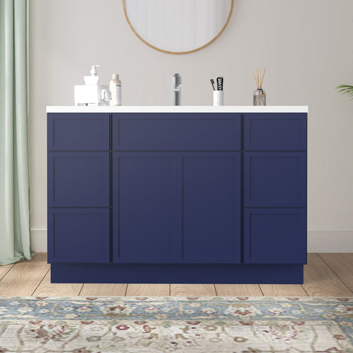 48" Polywood Bathroom Vanity Cabinet without Top - 6 Drawers & 3 Doors - HomeBeyond