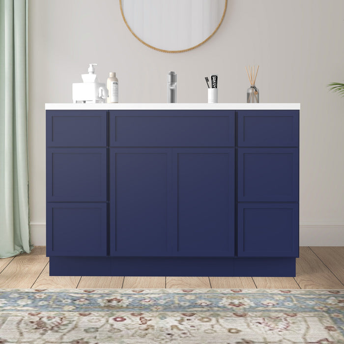 48" Polywood Bathroom Vanity Cabinet without Top - 6 Drawers & 3 Doors - HomeBeyond