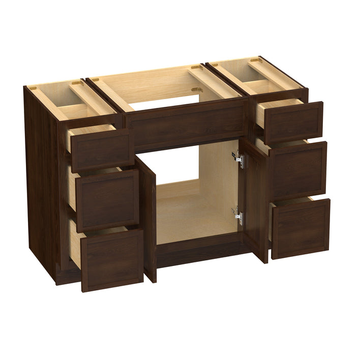 48" Polywood Bathroom Vanity Cabinet without Top - 6 Drawers & 3 Doors - HomeBeyond