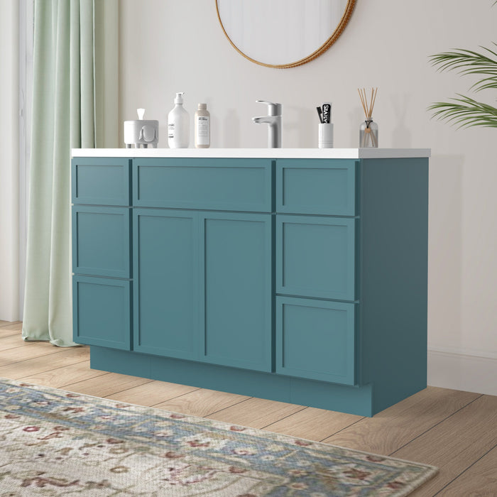 48" Polywood Bathroom Vanity Cabinet without Top - 6 Drawers & 3 Doors - HomeBeyond