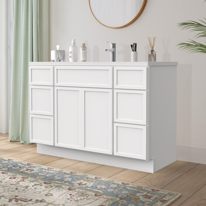 48" Polywood Bathroom Vanity Cabinet without Top - 6 Drawers & 3 Doors - HomeBeyond