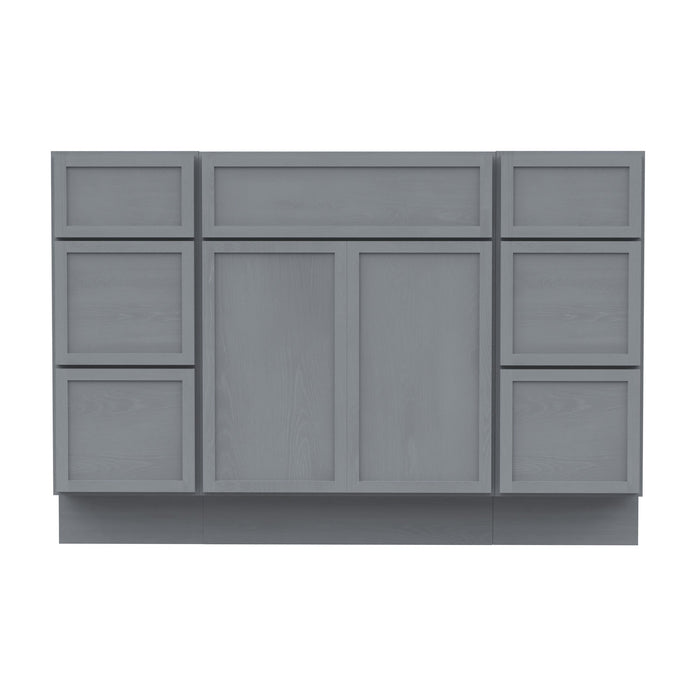 48" Polywood Bathroom Vanity Cabinet without Top - 6 Drawers & 3 Doors - HomeBeyond