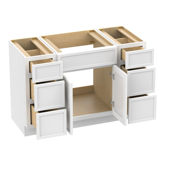 48" Polywood Bathroom Vanity Cabinet without Top - 6 Drawers & 3 Doors - HomeBeyond