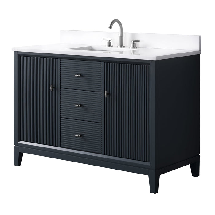 48" Single Sink Freestanding Bath Vanity Cabinet with White Engineered Marble Top - HomeBeyond