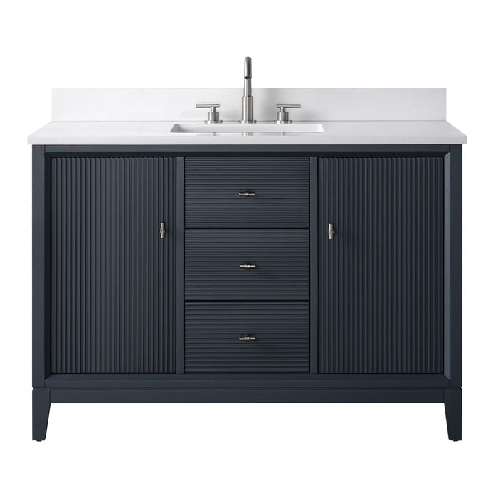 48" Single Sink Freestanding Bath Vanity Cabinet with White Engineered Marble Top - HomeBeyond