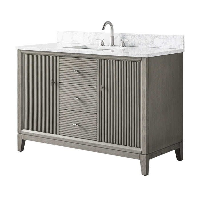 48" Single Sink Freestanding Bath Vanity Cabinet with White Engineered Marble Top - HomeBeyond