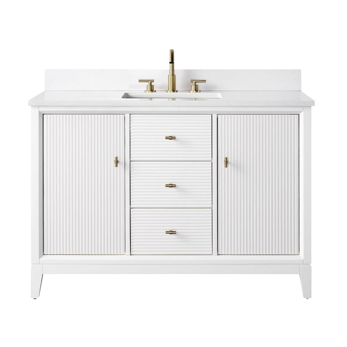 48" Single Sink Freestanding Bath Vanity Cabinet with White Engineered Marble Top - HomeBeyond